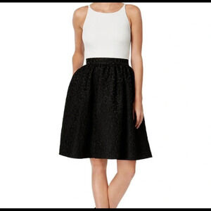 Calvin Klein NWF Colorblocked Halter Jacquard Leopard Beaded Dress